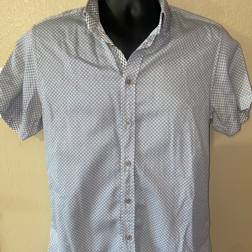 Ted Baker Blue and White Patterned Men's Shirt